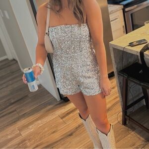 Silver Sequin Romper